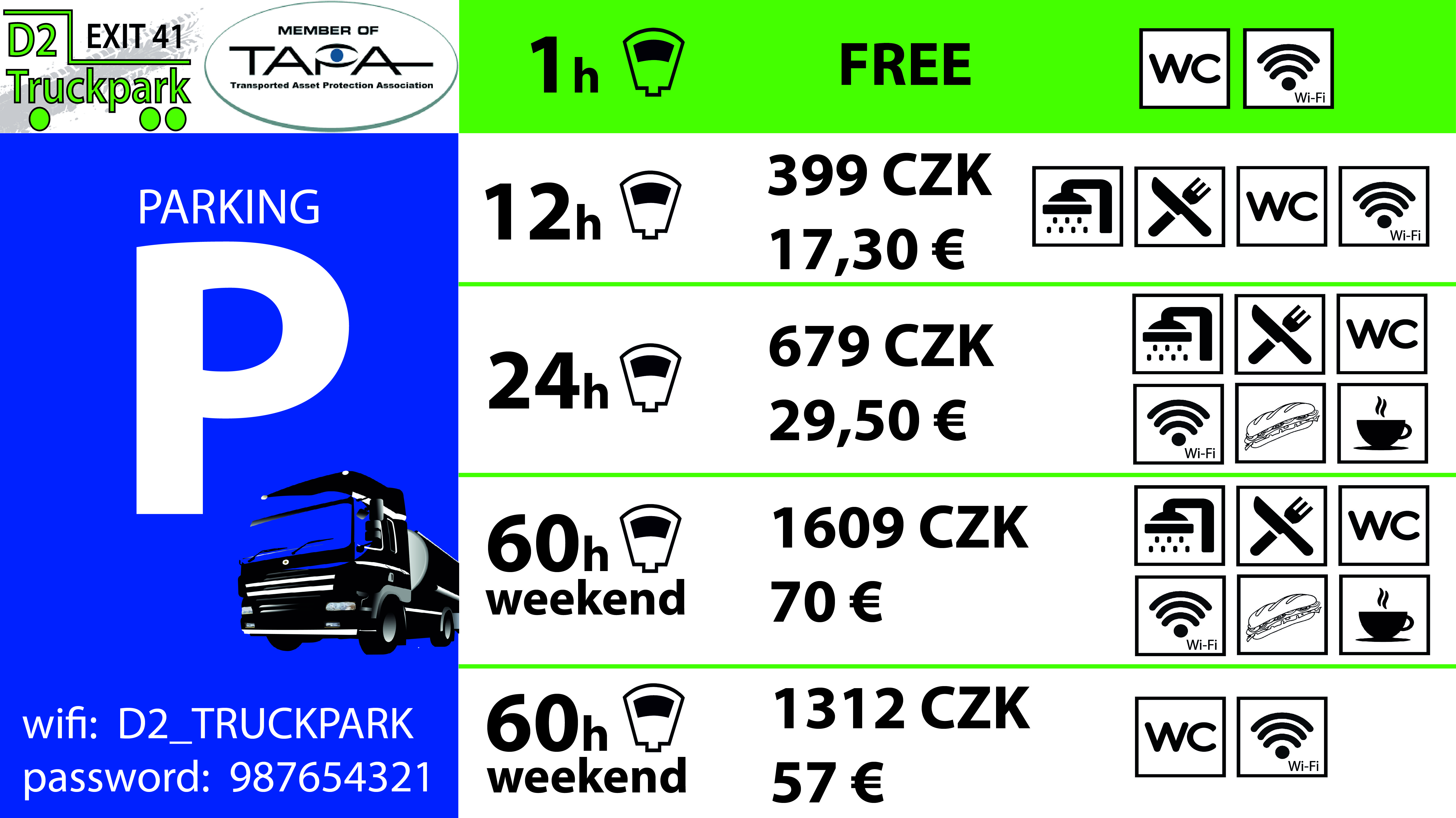 D2 Truckpark ceník